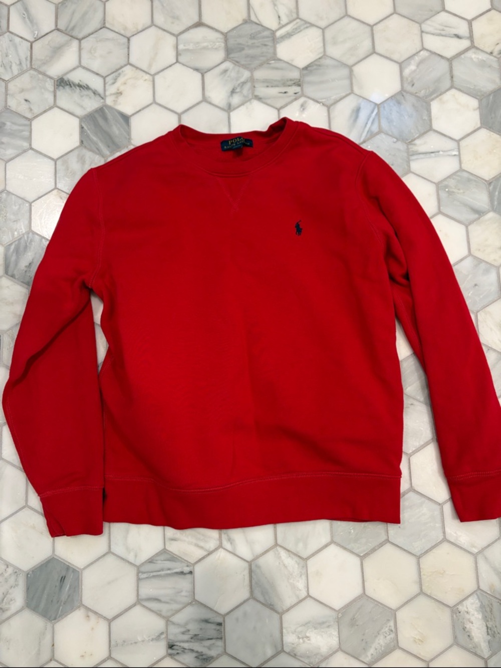 Polo Ralph Lauren Fleece Sweatshirt RL 2000 Red Boys Large Fits Women Small Med